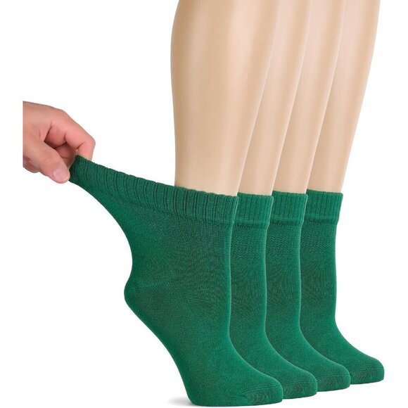 Women Diabetic Ankle Green Socks  Super Soft Thin Bamboo Wide Loose Non-Binding - Picture 1 of 7